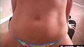 allie says, 'watch my big tits rub this cock while i cheer'