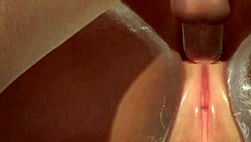 Hard anal pounding close up in 3d anime cartoon with big ass