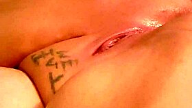 She uses huge dildo on pink pussy