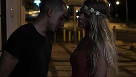 Stranded babe feels intense pleasure from stranger's hard fuck