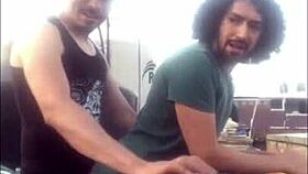 A Mexican amateur gets slippery on the rooftop in this gay scene