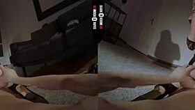 Exploring the dark room VR with a redhead in her own element