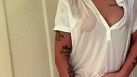 Milf fulfills fan request in the shower with dildo