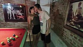 Tigresa Vip Presents Ela Baez And Cel Baez In Anal Sex On Pool Table With Gaucho Pussy Hunter