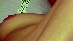 Little April, a brunette teen with natural tits, fingers her pussy intensely.