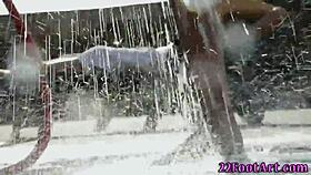 Petite babe, why not try this erotic footjob and blowjob session?