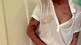 Milf fulfills fan request in the shower with dildo