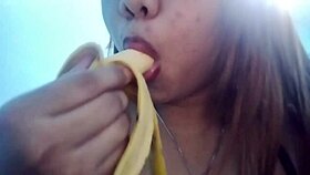 seductive filipina licks banana in fantasy