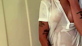 Milf fulfills fan request in the shower with dildo