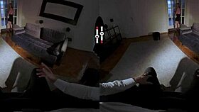 Exploring the dark room VR with a redhead in her own element