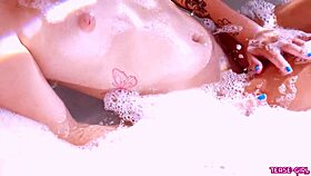 amazing teen 18+ blonde takes bath & shows perfect body