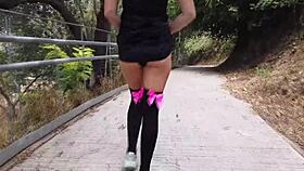 crazy chick squirts hard during public outdoor masturbation