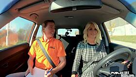 Busty Milf Rides Driving Instructor Publicly With Intense Passion