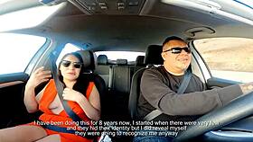 latina milf couple in car casting interview with dirty talk