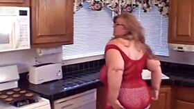 The bbw milf teases with her big ass and tits