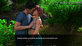 audrey and john watch the couple having sex in dusklight manor while she gives him a handjob