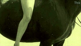 in vintage times, a beautiful hairy beauty meets the beast outdoors