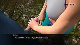 audrey and john watch the couple having sex in dusklight manor while she gives him a handjob