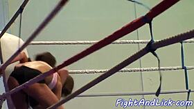 busty lezzies in boxing ring