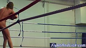 busty lezzies in boxing ring