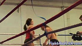 busty lezzies in boxing ring