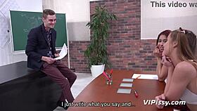 Paula Shy and Alexis Crystal in lesbian tutor scene by VIPissy