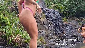 Walk in the waterfall with Afrodite RJ and a threesome