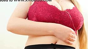 Crimson top shows off my big breasts, mmm, in public cowgirl ride