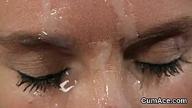 Flirty centerfold swallows jizz load