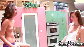 sami st clair and delilah davis lick pussies in hot kitchen sex