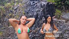 Walk in the waterfall with Afrodite RJ and a threesome
