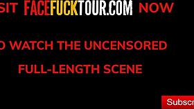 Face Fuck Tour - Flexible Latina Redhead Gags on Huge Cock