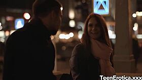 Young redhead Heather Dew and her boyfriend share a moment