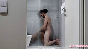 Ebony Babe Blows Big Cock In Motel Bathroom!