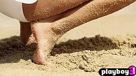 Beautiful Small 18+ Tits Blonde Milf Model Cara Mell Hot Posing On The Beach