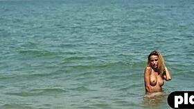 Beautiful Small 18+ Tits Blonde Milf Model Cara Mell Hot Posing On The Beach