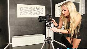 glam teen gets messy bukkake in stockings and shoes