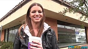 Busty milf intensely toys pussy POV