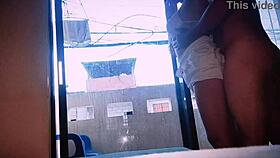 we fucked my big-assed stepmom's rich pussy in the window while neighbors watched, real homemade sex