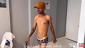 Two brothers enjoying a menage with their brunette friend