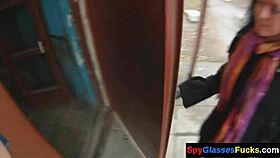 Short-haired babe bent over, POV riding and banging.