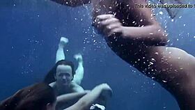 underwater swimming girls on tenerife