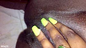 fingering my tight black creamy pink pussy, feels so good! 🥵