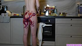 I'm a naked housewife cooking dinner, ignoring you with my tattooed ass