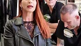 Bettie Ballhaus natural big tits in leather pants intriguing contrast