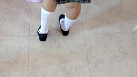 mexican schoolgirl found alone at home after school in uniform