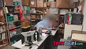 a hot teen thief gets punished by security guard in garage
