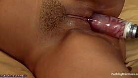 Tied Latina Enjoys Machine Play In Bed