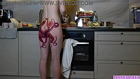 I'm a naked housewife cooking dinner, ignoring you with my tattooed ass
