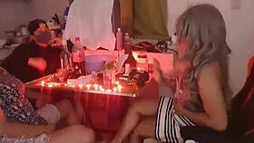 classmate drinking session turns into wild homemade action with petite asian teen